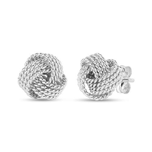 LeCalla Sterling Silver Love Knot Stud Earrings - Lightweight Italian Design Twisted Earrings for Women2