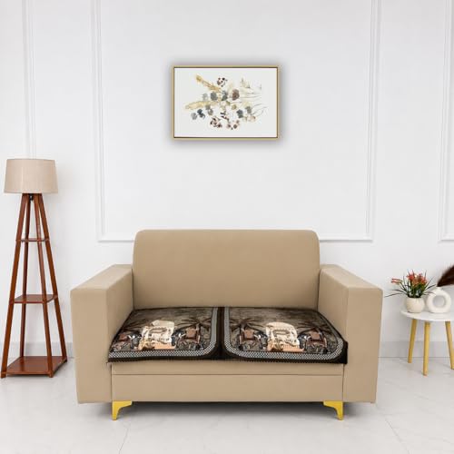 Image of Homerz Premium 'Luxe Series' Sofa Cover | Holland Velvet Fabric | Smooth Finish | Anti-Slip Fleece Backing Couch Protector (Maharaja, 2 Seater, Only Seat Cover)