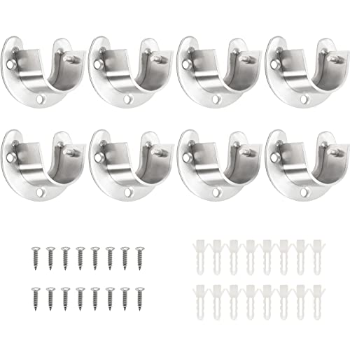 Suiwotin Closet Rod End Supports - 1-1/3 Inch U-Shaped Brackets With Screws, 4 Pack (White) - View #11