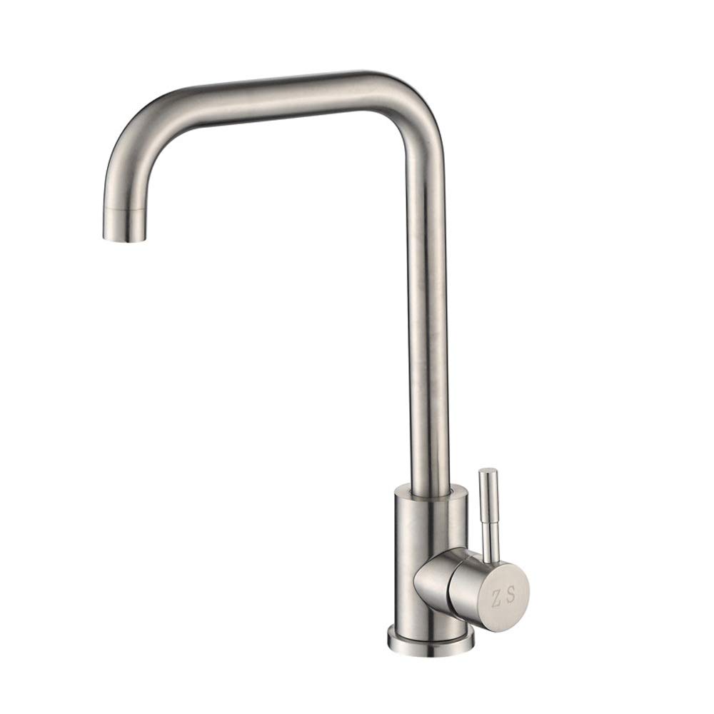 Robinet mitigeur de cuisine pour évier familial avec bec rotatif et commande eau chaude froide