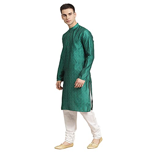 Image of SOJANYA (Since 1958, Men's Silk Blend Grey Kurta Pyjama & Silk Blend Jacket Combo