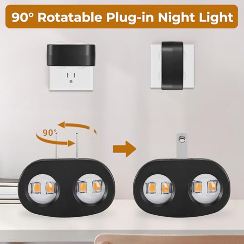 Image of 4 Pack LED Night Light Plug-in Wall, 100 Lumens 4000K Cool White, Auto On /Off Dusk to Dawn Sensor, Adjustable Swivel Head for Indoor - Ideal for Hallway, Stairs, Bedroom, Bathroom, Kitchen