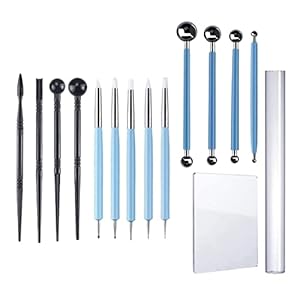 Multifunctioneel 15 stks Ball Stylus Clay Pottery Tool Set Multi-Tools Diy Kunstprojecten beeldhouwen en modelleren fondant decoreren puntstool voor kleiaardewerk, doe-het-zelf (Color : As show)