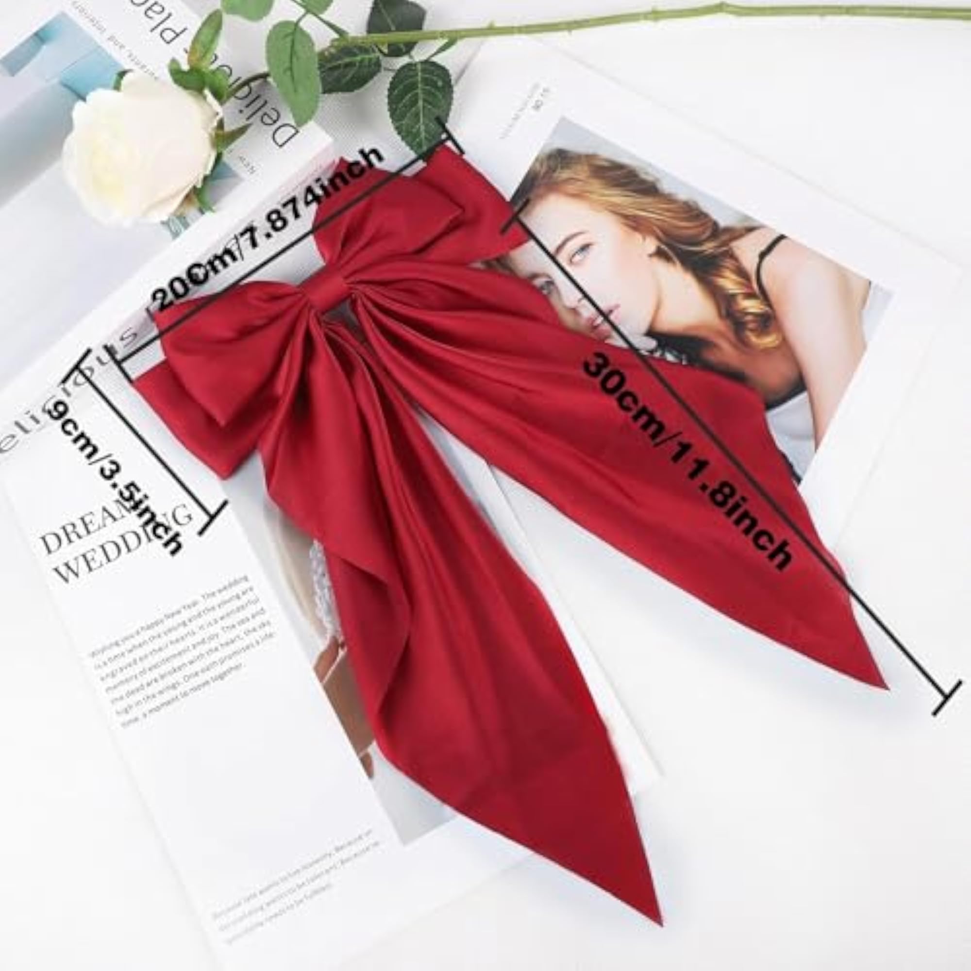 Large Satin Silky Hair Bow Clips for Women, 1 Pc