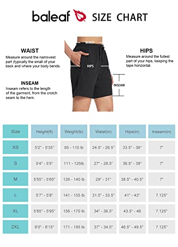 Baleaf Women'S 7 Inch Long Running Shorts No Liner Zipper Pockets Quick Dry Athletic Workout Shorts Black M thumb #6