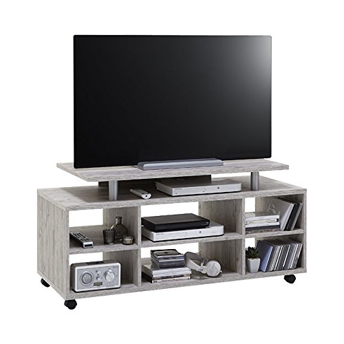 Meuble TV Mobile Sur Roulettes - Hauteur Réglable Avec Prise électrique Et Tiroir - Noir, Pour TV 32-75 Pouces