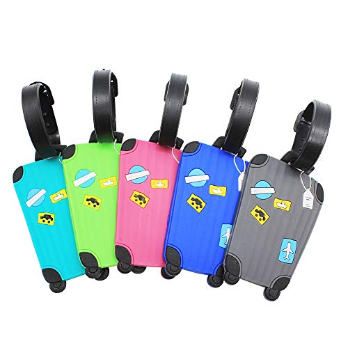 Mziart Cute Luggage Tags Unique Funny Bag Tags Cartoon Baggage Suitcase Labels Travel Identifiers Name Tags (Set of 5)2