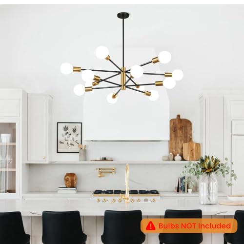 Image of ELEPHANTBOAT Modern Metal Chandelier Light Fixture,12-Light Modern Flush Mount Ceiling Light for Living Room,Iron Cast Ceiling for Bedroom Dining Room Office E27 Bubble Not Included