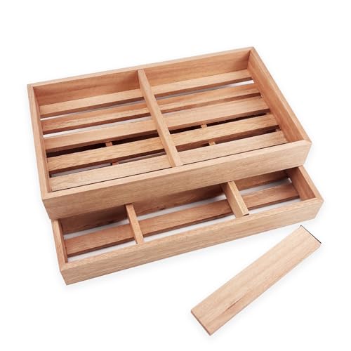 Spanish Cedar Cigar Tray with Two Adjustable Dividers Suitable for Large Tower and Display Humidors (11.8 7 1.57) 2 Pcs