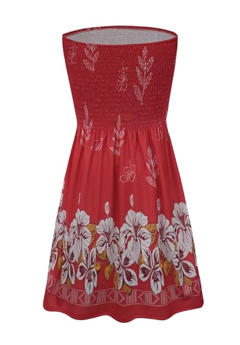 Image of Zyyfly Strapless Dress for Women Summer Beach Boho Smocked Tube Top Dress