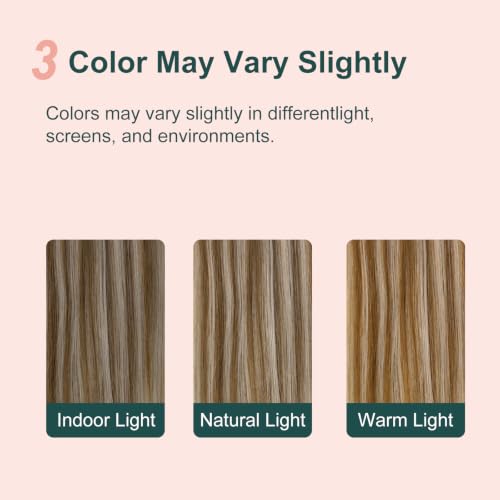 Image of Easyouth Ponytail Extension Human Hair, Medium Brown Balayage Caramel Blonde, 12 Inch 70G, Pony Tail Extensions, Add Length and Volume for Women