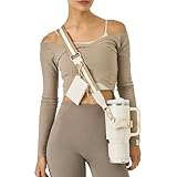 Premium Water Bottle Carrier Bag for Stanley 40oz & Simple Modern 40oz - PU Leather Water Bottle Holder with Adjustable Strap - Includes Card Holder & Keyring for Stanley Cup Accessories (Ivory)