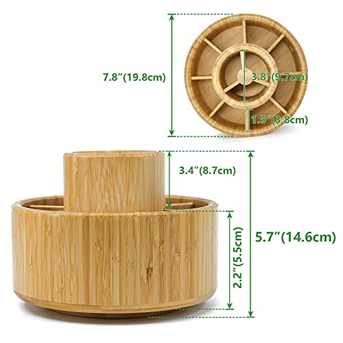 Vaefae Bamboo Pen Holder Organizer, Round Rotating Art Supply Organizer, Hold 420 Pencils, Desktop Storage For Marker Pens, Colored Pencil, Art Brushes, Etc. #TOP4