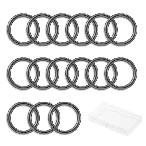 QIUTIMIY 15 Stück nahtlos verschweißte O-Ringe aus Metall, Mehrzweck-O-Ring-Beschläge für Hundehalsbänder, Makramee-Ringe,Pistolenschwarz,19 mm