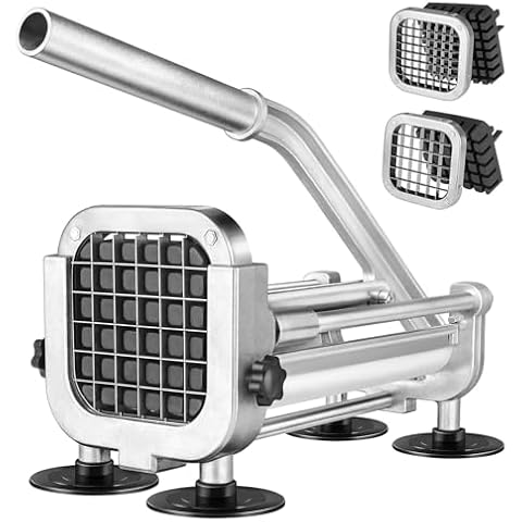 French Fry Cutter, Ruooson Professional Potato Cutter Slicer with 3/8 In Stainless Steel Blades, Great for Whole Potatoes Carrots Cucumbers. Cover