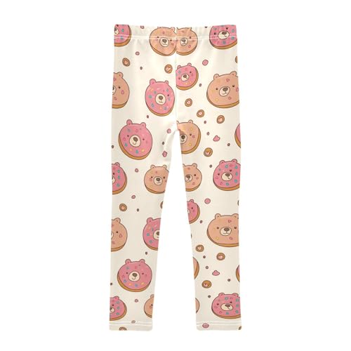 Wusikd Cute Doughnuts Girls' Leggings Toddler Doodles Bears Kids Yoga Pants Dance Active Tights 4T2