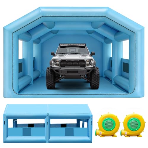 Inflatable Paint Booth for Car 20x13x9FT Portable Spray Booth Tent with 750W + 370W Dual Blowers Air Filter System for DIY Spray Car Truck Motorcycle Garage Furniture Part Painting