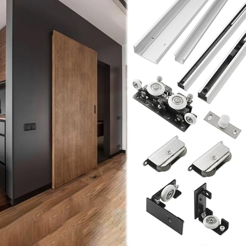 Sistema de riel de puerta corredera de cierre suave, riel de derivación invisible para un funcionamiento suave y silencioso en dormitorio, baño, lavandería