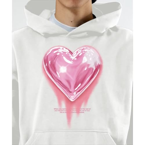 Mens Graphic Hoodies Heart Printed Vintage Streetwear Sweatshirt Aesthetic Design With Pockets Love Fleece Pullover2