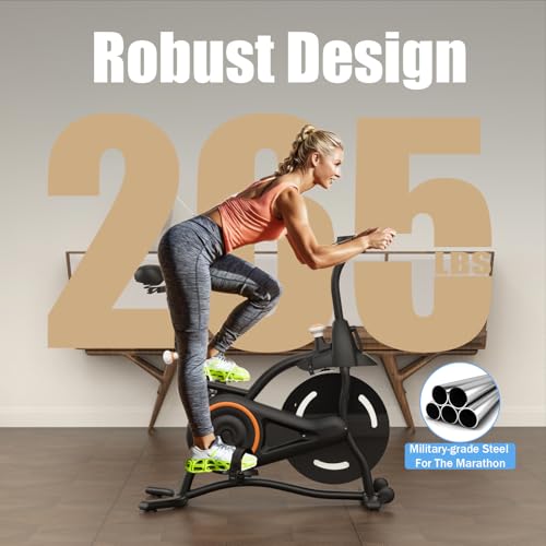 Image of HOELLL Exercise Bike Stationary Bikes for Home Compact Indoor Cycling Bike | with Tablet Mount, with Exclusive Heart Rate Sensor and APP Sync, with Continuously Variable Resistance, Black&White&Red