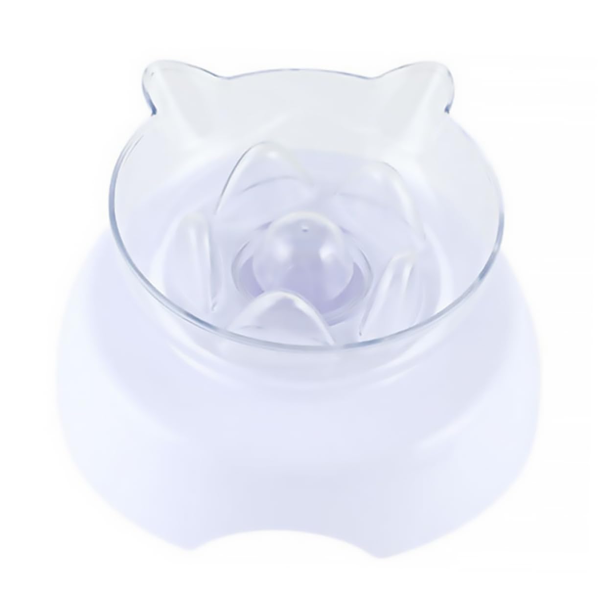 Mikikit Pet Neck Protection Bowl Transparent Cat Tilted Feeding Bowl Design Easy to Clean Non Slip Base for Cats and Pets