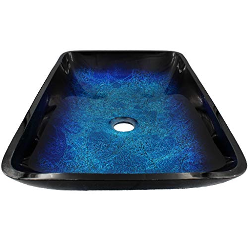 Novatto (Novb0) Fresca Blue And Black Glass Vessel Bath Sink, Nohp-G19034 #TOP3