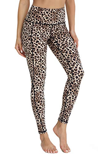 High Waisted Yoga Pants for Women with Pockets Breathable Gym Workout Women Running Yoga Leggings,Cheetah L