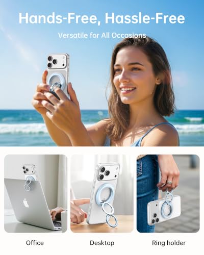 Image of SYNCWIRE Magnetic Phone Ring Holder, for MagSafe Phone Grip Stand Kickstand | 360 Rotation, Double-Sided Magnet, Cell Phone Grip Finger Holder, for iPhone 17 16 15 14 13 12 Pro Max, MagSafe Accessories
