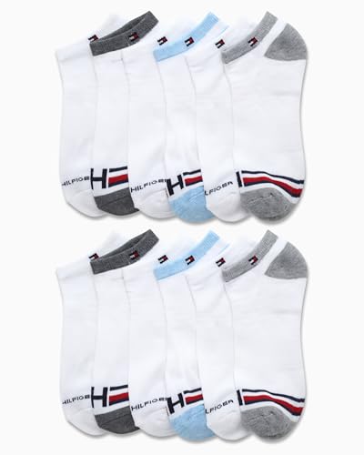 Image of Tommy Hilfiger Womens No Show Socks - 12 Pack Lightweight Athletic Performance Cushioned Running Low Cut Socks for Women