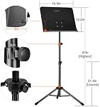 CAHAYA 5 in 1 Dual-use Sheet Music Stand & Desktop Book Stand Metal Portable Solid Back with Book Stand Support, Carrying Bag, Sheet Music Folder & Clip, Laptop Bible Book Tablet Stand CY0194