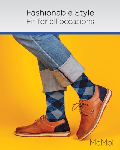 MeMoi Men's Argyle Rayon Dress Crew Socks4