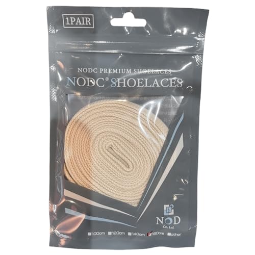 [NODC] Cotton HS SHOELACES シューレース SHOELACES 靴紐 120cm 140cm 160cm ヴィンテージ コットン 靴ひも 平紐 (160cm, クリーム)