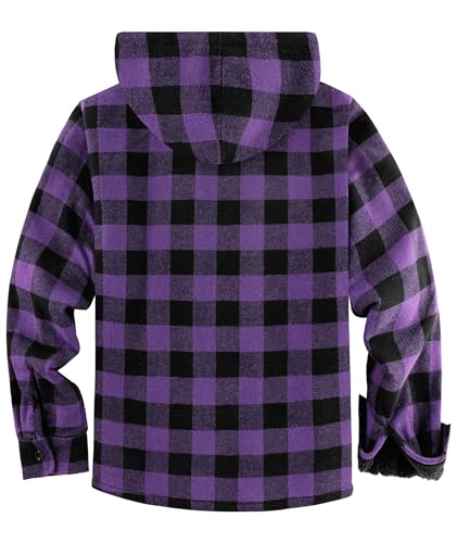 Image of SCODI Mens Flannel Hooded Jacket Fleece Sherpa Lined Zip Up Plaid Hoodies | Machine Wash, Outdoor Activities, Office, Casual, Warm Thick Shirt Jackets, Winter Coat, Heavyweight Sweatshirt, 4 Pockets