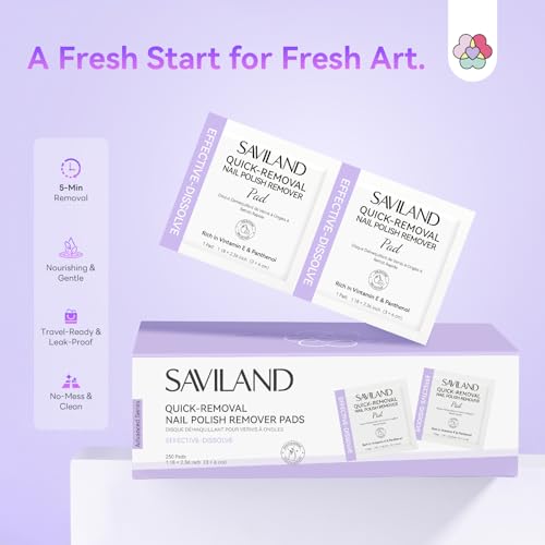 SAVILAND Advanced Gel Nail Polish Remover Pads: 250Pcs Gel Nail Polish Remover For Nails Quick Removal Travel-Friendly Soak Off Larger Wipes More Quantity For Salon Nail Supplies