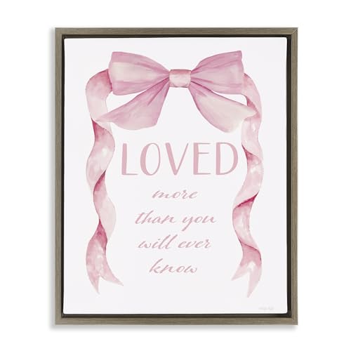 Stupell Industries 'Loved More Sentiment Pink Ribbon'�A�t���[�e�B���O�t���[���L�����o�X�A�[�g�A�u���E���A25×31�C���`�A�|���₷�����A�č����A�V���f�B�W�F�C�R�u�X��