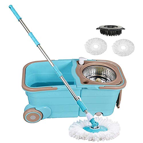 Spin Mop Bucket with Wringer - Deluxe Stainless Steel 360 Spin Dry Basket