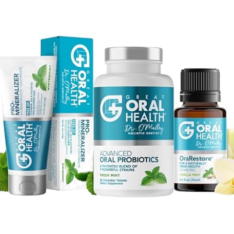 Great Oral Health Dentist Formulated Trio Bundle - Remineralizer Nano-Hydroxyapatite Wintermint Toothpaste - Mint Oral Probiotics for a Healthy microbiome- OraRestore Oral Health Essential Oil Blend Cover