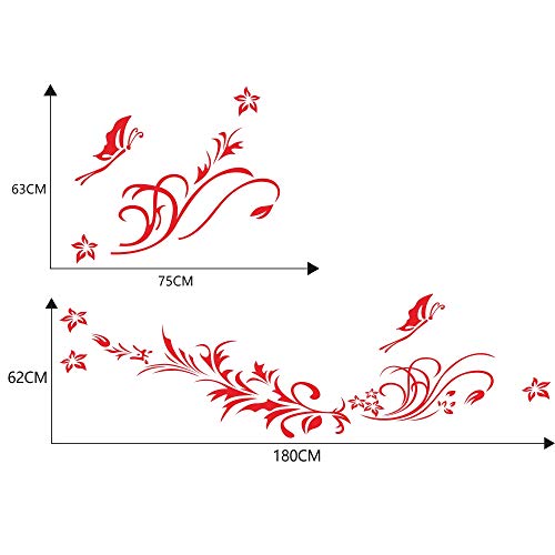 Image of Car Body Decals Carved Hollow Flower Butterfly Decorative Stickers Anti-Scratch for Cars, Vans, SUVs, Trucks,Set of 3 pcs (Red)