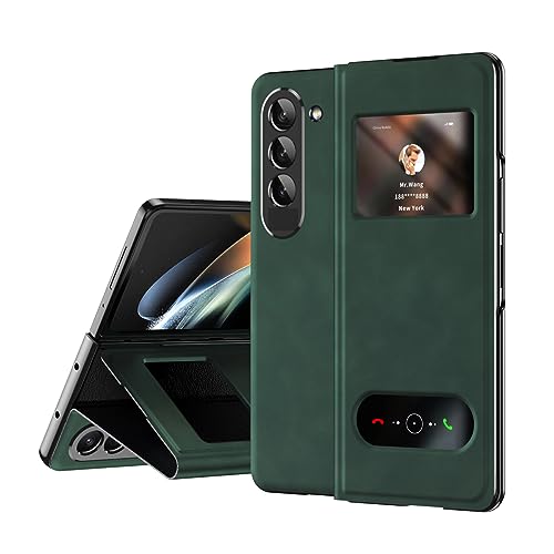 Protection Z Fold 5 premium en cuir rétro rigide au design élégant et épuré