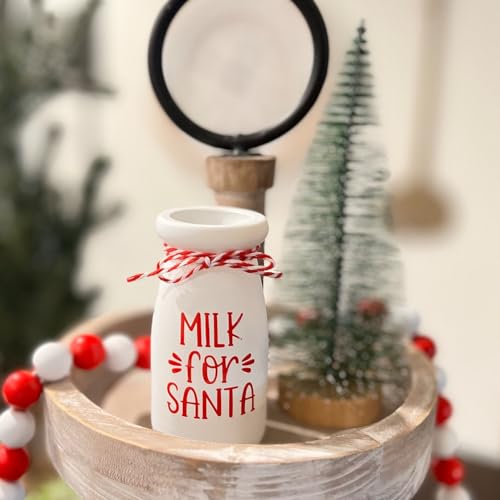 Charming Mini Santa's Milk Jar for Christmas Tiered Tray Decor and Festive Tabletop Accent - Image 4