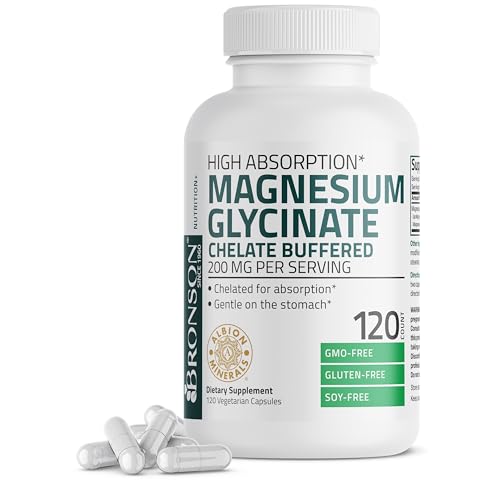Bronson Magnesium Glycinate 200mg, 120 Vegetarian Capsules