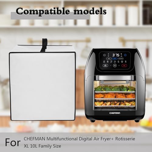 CouldyCasi Air Fryer Cover Heavy Duty Heat-resistant Waterproof Dust Protective Air Fryer Oven Cover Case Compatible with CHEFMAN Multifunctional Digital Air Fryer 10L Family Size (Grey) by CouldyCasi - Image 2