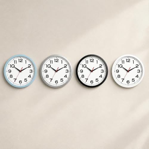 Image of Roymnie 10 Inch Wall Clock, Battery Operated Silent Non Ticking White | analog wall clock; bold numerals for easy reading; silent non-ticking; 1 AA battery (not included); for classroom