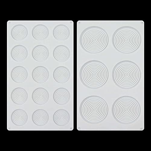 Silikonform Runde Spiralform aus Silikon - Antihafteigenschaft Spirale 3D Kreis Wirbel Seifen Form DIY Handwerk für Moderne Süßigkeiten Geeignet Hohe/Niedrige Temperaturen Mousse Cake Mold, 2Pcs Cover