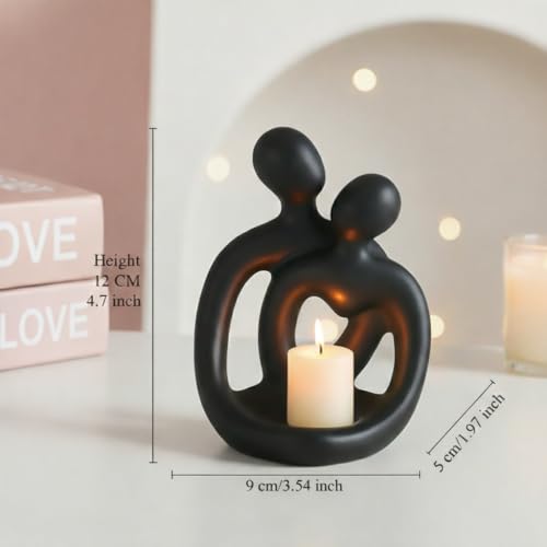 Figura pareja romántica cerámica con porta vela miniatura 2