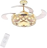 Ventilador colgante de techo de lujo moderno interior con 4 cuchillas retráctiles retráctiles.Cuando las cuchillas del ventilador se expanden, el diámetro es de 42 pulgadas, y cuando las cuchillas del ventilador se encogen, el diámetro es de 20 pulgadas.La altura mínima desde el techo hasta el techo, la parte inferior de la luz es de aproximadamente 15 pulgadas, dependiendo de la longitud del poste inferior (se puede personalizar)