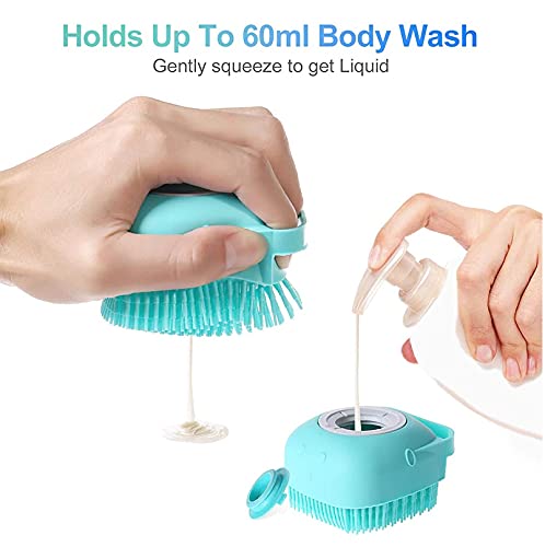 Image of Silicone Soft Bath Body Brush with Shampoo Dispenser Scrubber-use in Shower Deep Cleaning Gentle Scrub Massage for Children, Men Women