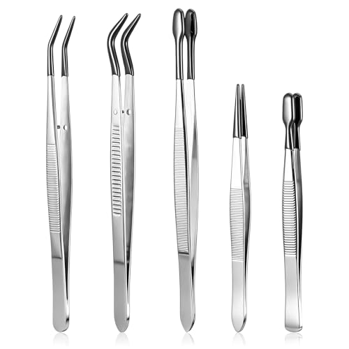 5 Pcs Rubber Tipped Tweezers