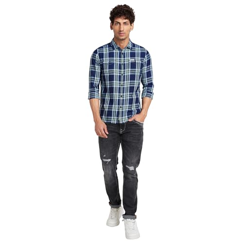 Image of Being Human Brown Slim Fit Regular Collar Men's Shirt Clothing