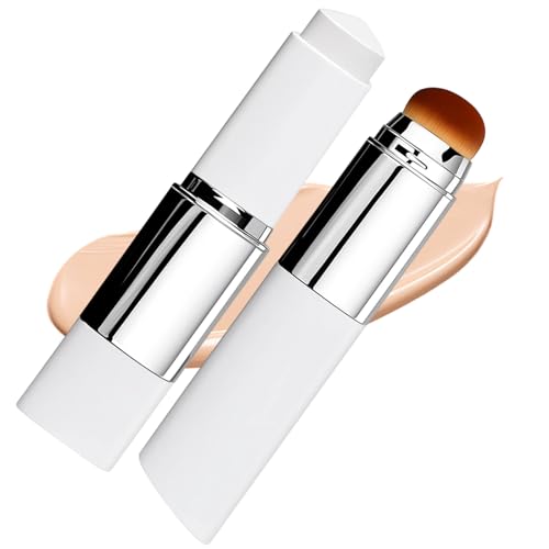 Base de maquillaje con cepillo, base de cambio de color, crema ligera con pincel para tez natural, ideal para maquillaje rápido (natural)